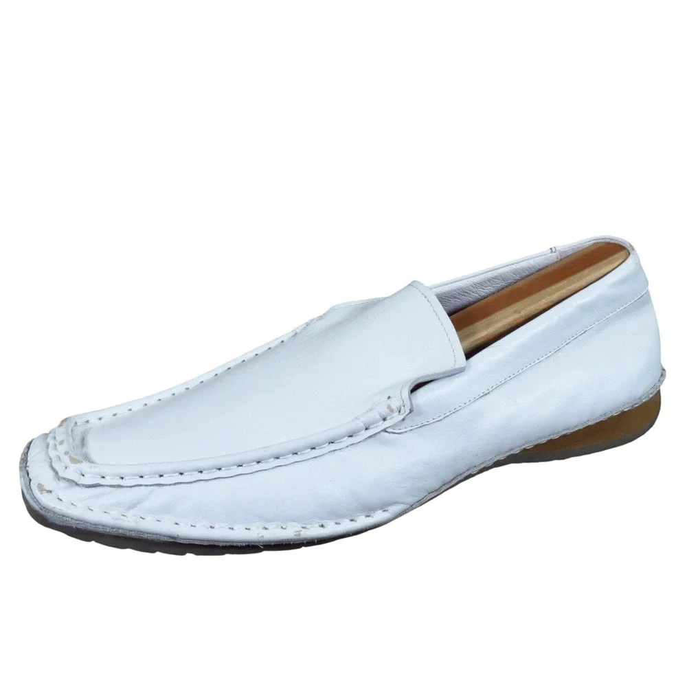 Il Divo Ally Men Casual Loafer Shoes‎ Size 9 Everyday Wear White Leather